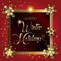 Happy Winter Holiday Gold Decoration Luxury Greeting card template Instagram Vector Royalty Free Stock Photo