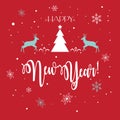 Happy New Year 2024 Christmas Winter Holidays sign snowflakes reindeer Christmas tree greeting card template Instagram