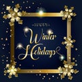 Happy Winter Holidays Gold Luxury Decoration Greeting Card Template Sign Vector Instagram