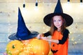 Happy witch children during Halloween party Royalty Free Stock Photo