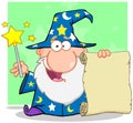 Happy Wizard Holding Up A Scroll