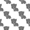 Happy wolf. Colored seamless pattern with cute cartoon character. Simple flat vector illustration isolated on white background.