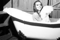 Happy woman in bath Royalty Free Stock Photo