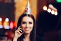 Happy Woman at Birthday Party in a Pub