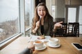 Happy woman with cake