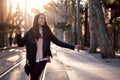 Happy woman celebrating good news on phone Royalty Free Stock Photo