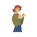 Happy woman celebrating success or luck gesture