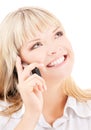 Happy woman with cell phonev Royalty Free Stock Photo