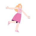 Happy Woman Character Rejoicing and Cheering Vector Illustration