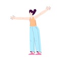 Happy Woman Character Rejoicing and Cheering Vector Illustration