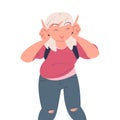 Happy Woman Character Show Gesture and Smiling Vector Illustration