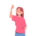 Happy Woman Character Waving Hand and Smiling Vector Illustration