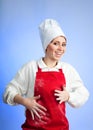 Happy woman chef finished her work Royalty Free Stock Photo