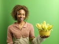 Happy woman with corn