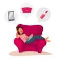 Happy woman doing online shopping at home Royalty Free Stock Photo