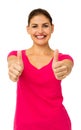 Happy Woman Gesturing Thumbs Up