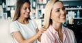 Happy woman at the hair salon