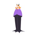 Happy Woman at Halloween Party Standing in Dracula Costume with Horns on Head Vector Illustration Royalty Free Stock Photo