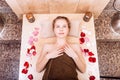 happy woman in hammam or turkish bath in relax Royalty Free Stock Photo