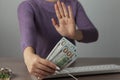 Happy woman hand money