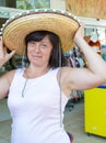 Happy woman in a hat Royalty Free Stock Photo