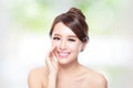 Happy woman with health skin talk to you Royalty Free Stock Photo