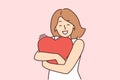 Happy woman hold heart in hands Royalty Free Stock Photo