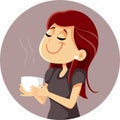 Happy Woman Holding a Bowl of Hot Soup Vector Cartoon Illustration