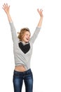 Happy woman jumping isolated Royalty Free Stock Photo