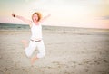 Happy Woman Jumping for Joy Royalty Free Stock Photo