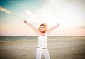 Happy Woman Jumping for Joy Royalty Free Stock Photo