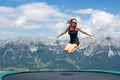 Happy woman jumping