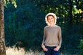 Happy woman laughing outside in nature Royalty Free Stock Photo