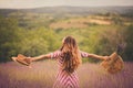 Happy Woman in lavender filed Royalty Free Stock Photo