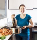 Happy woman with lobster Royalty Free Stock Photo