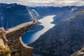 Woman making Selfie on Trolltunga