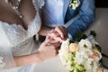 Happy woman, man sitting at table in cafe, restaurant. beautiful couple of young people talking, holding hands, smiling Royalty Free Stock Photo