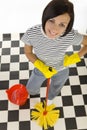 Happy woman with mop Royalty Free Stock Photo