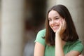 Happy woman with perfect smile looking at side Royalty Free Stock Photo