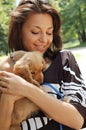 Happy woman with pet dog Royalty Free Stock Photo