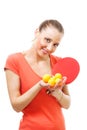 Happy woman with ping pong racquet smile Royalty Free Stock Photo