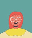 Happy woman portrait at the hairdresser. Talking and laughing. Avatar. Vector Flat Illustration.