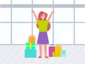 Customer with Purchase in Supermarket, Shop Vector Royalty Free Stock Photo