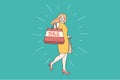 Happy woman shopping clothes on sales Royalty Free Stock Photo