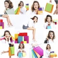 Happy woman shopping collage Royalty Free Stock Photo