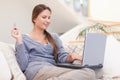 Happy woman shopping online Royalty Free Stock Photo