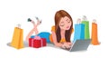 Happy Woman shopping online .Internet Shopping