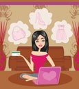 Happy Woman shopping online .Internet Shopping Royalty Free Stock Photo