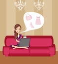 Happy Woman shopping online . Royalty Free Stock Photo