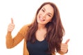 Happy woman shows gesture OK Royalty Free Stock Photo